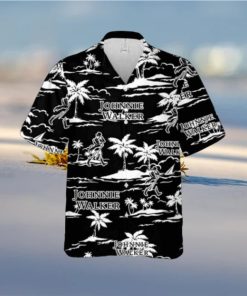 Johnnie Walker Hawaiian Button Up Shirt Island Palm Leaves