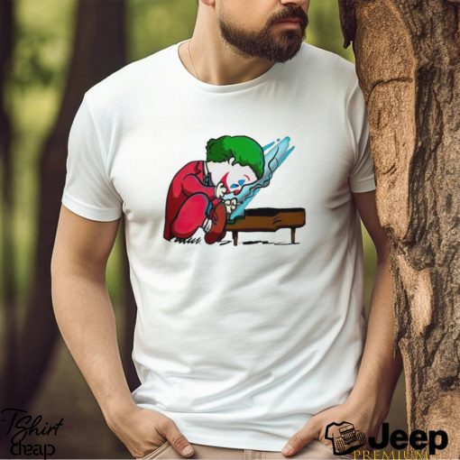 Joker playing the piano in the style of Peanuts shirt