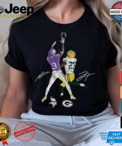 Jordan Addison & Jaire Alexander Charcoal Minnesota Vikings vs. Green Bay Packers Border Battle Player Shirt