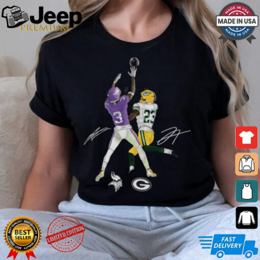 Jordan Addison & Jaire Alexander Charcoal Minnesota Vikings vs. Green Bay Packers Border Battle Player Shirt