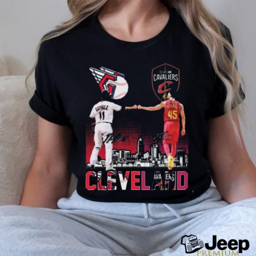 Jose Ramirez And Donovan Mitchell Cleveland Skyline Sports Teams Signatures Shirt