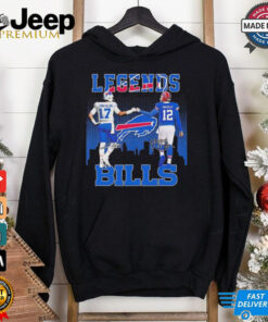 Josh Allen and Jim Kelly legends Buffalo Bills signatures shirt