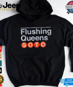 Juan Soto Subway Platform Sign shirt featuring a unique design with Juan Soto’s name and a subway platform sign style. Perfect for fans who want to celebrate Soto’s impact on the field with a fun, urban-inspired graphic.