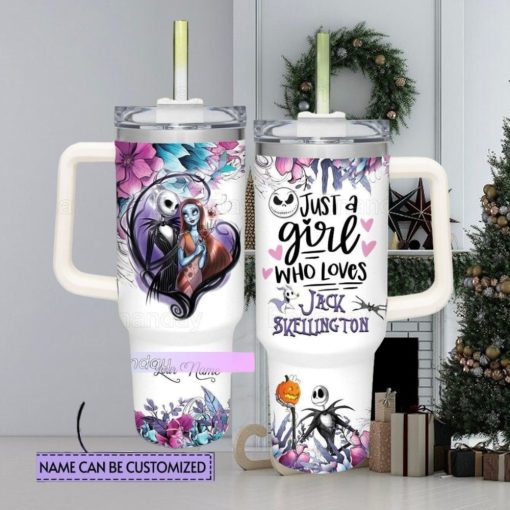 Just A Girl Loves Jack Skellington Tumbler, Jack And Sally Tumbler