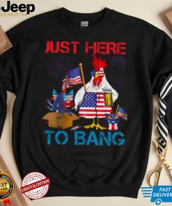 Just Here To Bang Usa Flag Funny 4th Of July Chicken Beer T shirt