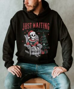 Just Waiting for Christmas Skeleton Comfort Colors Garment Dyed T shirt