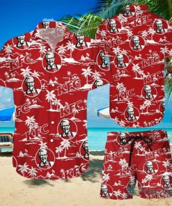 KFC Tropical Flower Aloha Hawaiian Shirts And Short Summer Beach Set