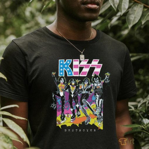 KISS Destroyer Flocked Blacklight Graphics Design T Shirt