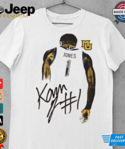 Kam Jones Marquette Golden Eagles behind signature shirt