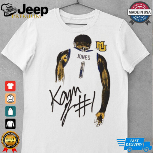 Kam Jones Marquette Golden Eagles behind signature shirt