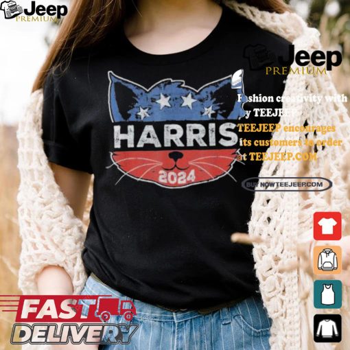 Kamala Harris 2024 Button Cat Face For Cat Lady Kamala Lover T shirt