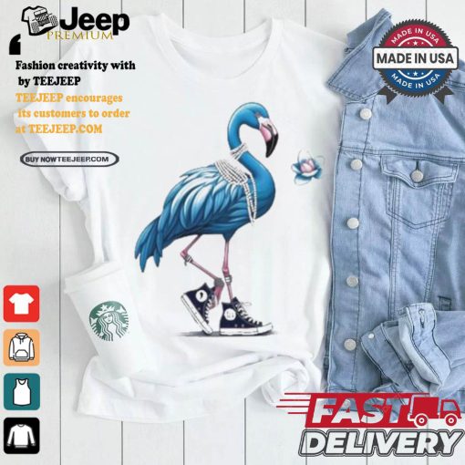 Kamala Harris Blue Flamingo Walking Madam President 2024 Lotus For Potus T shirt