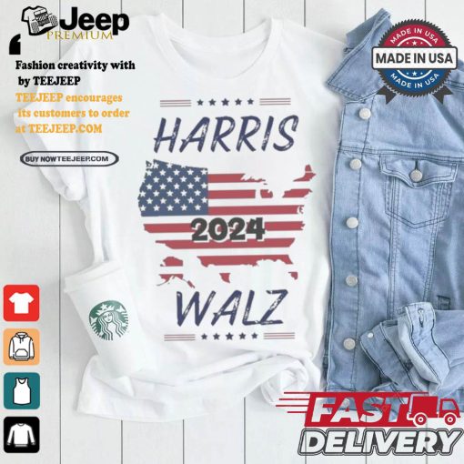 Kamala Harris Tim Walz 2024 Election America Map T shirt