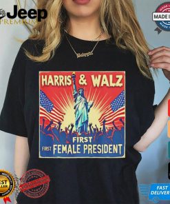 Kamala Harris Tim Walz first female president 2024 election shirt