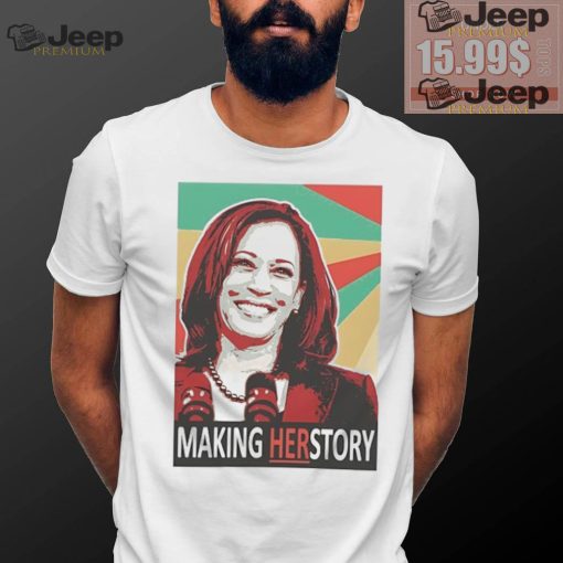 Kamala Harris making her story shirt