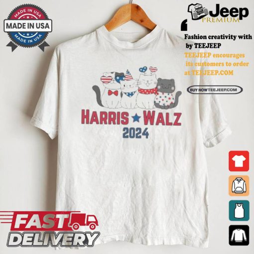 Kamala Tim Patriotic Cats Childless Cat Lady Votes Election 2024 Harris Walz T shirt