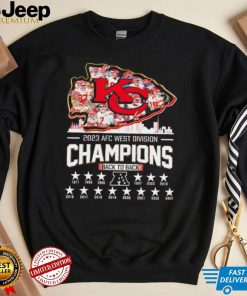 Kansas City Chiefs 2023 AFC west division champions back to back signatures skyline shirt