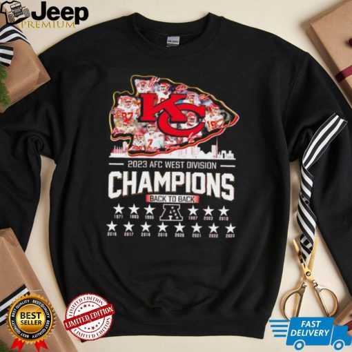 Kansas City Chiefs 2023 AFC west division champions back to back signatures skyline shirt