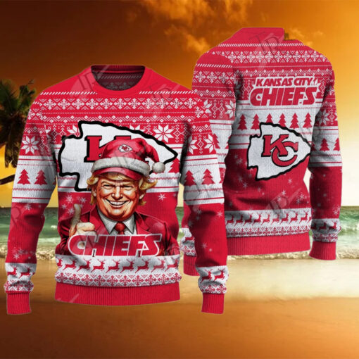 Kansas City Chiefs Christmas Donald Trump Knitted Sweater