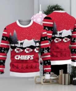 Kansas City Chiefs Christmas Reindeers Pattern Ugly Christmas Sweater