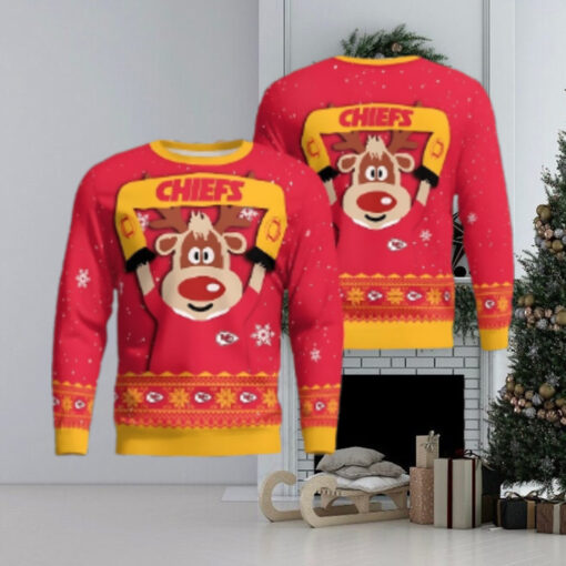 Kansas City Chiefs Cute Reindeer Ugly Christmas Sweater Christmas