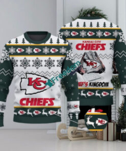 Kansas City Chiefs Fans Logo Snowflake Pattern Green Ugly Christmas Sweater