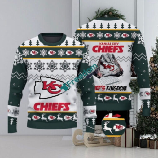 Kansas City Chiefs Fans Logo Snowflake Pattern Green Ugly Christmas Sweater