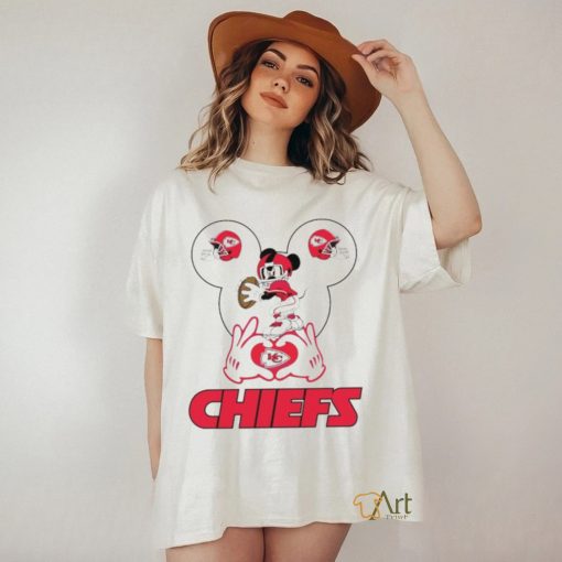 Kansas City Chiefs Football Mickey Mouse 2024 hand heart Shirt