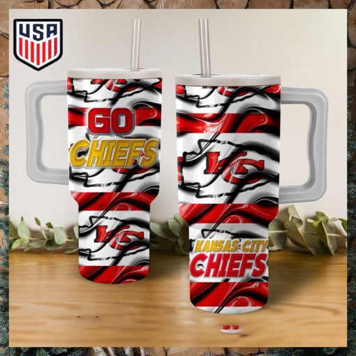 Kansas City Chiefs Go Chiefs Wavy Pattern Tumbler With Handle