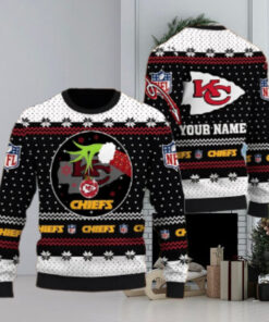 Kansas City Chiefs Grinch Hand Personalized Name 3D Ugly Christmas Sweater