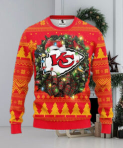 Kansas City Chiefs Holiday Wreath Ugly Christmas Sweater