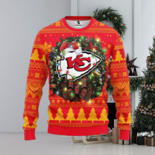 Kansas City Chiefs Holiday Wreath Ugly Christmas Sweater