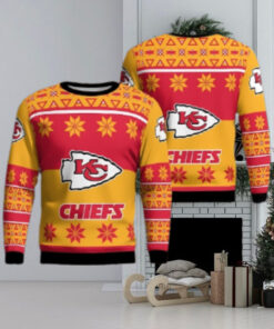 Kansas City Chiefs Logo Big Snowflake Pattern Ugly Christmas Sweater