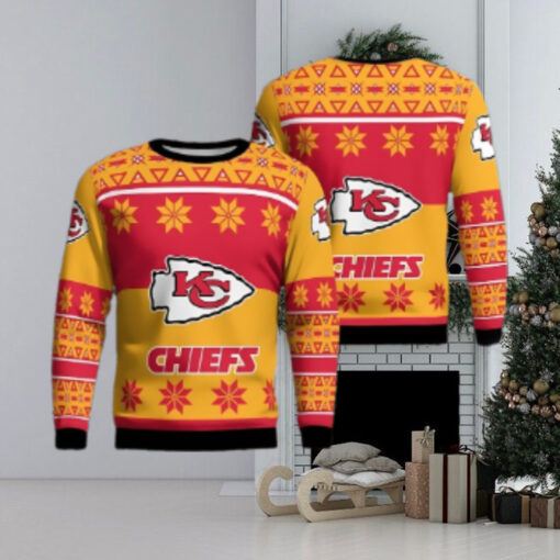 Kansas City Chiefs Logo Big Snowflake Pattern Ugly Christmas Sweater