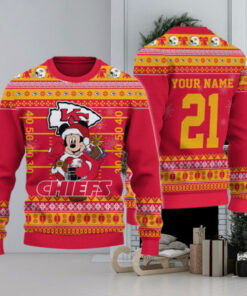 Kansas City Chiefs Mickey Mouse Santa Ugly Christmas Sweater