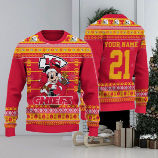 Kansas City Chiefs Mickey Mouse Santa Ugly Christmas Sweater