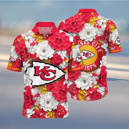 Kansas City Chiefs NFL Flower Custom Summer Football All Over Printed 3D Hawaiian Shirt