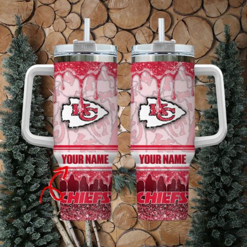 Kansas City Chiefs NFL Glitter Custom Name 40oz Stanley Tumbler