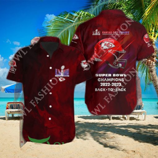 Kansas City Chiefs Red LVIII Super Bowl Back to Back hawaiian shirt