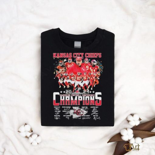 Kansas City Chiefs Team 2024 American Football Conference Champions Signatures Shirt