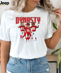 Kansas City Chiefs Travis Kelce Patrick Mahomes Chris Jones dynasty caricatures shirt