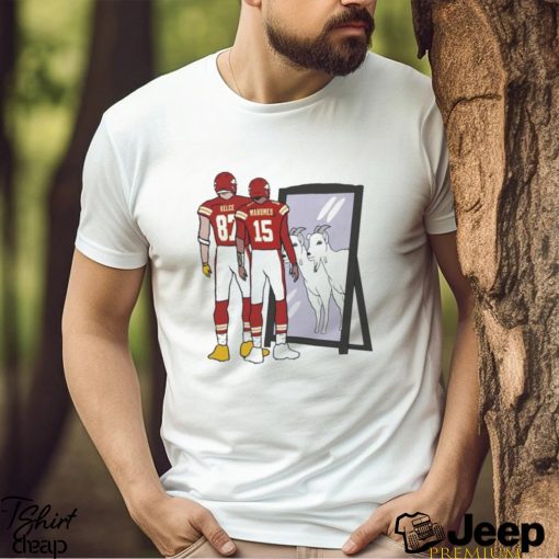 Kansas City Chiefs Travis Kelce and Patrick Mahomes Mirror Goats Super Bowl LVIII Shirt