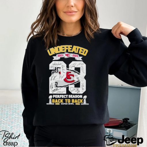Kansas City Chiefs Undefeated 2023 2024 perfect season back to back Super Bowl signatures shirt