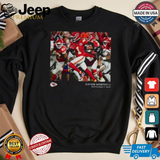 Kansas City Chiefs Xavier Worthy Black NFL Flash Features Week 1 T Shirt