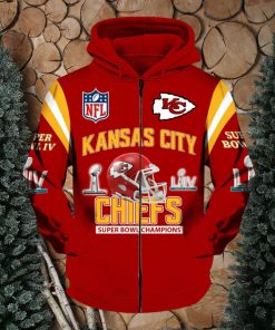 Kansas City Chiefs Zip Super Bowl Champions LIV Red Hoodies Print Full