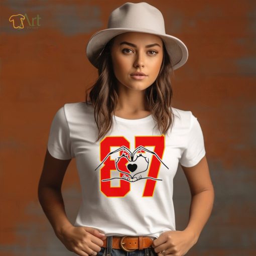 Kansas City Chiefs football Travis Kelce gloves heart 87 funny shirt