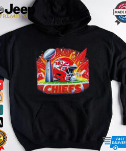 Kansas City Chiefs helmet and Super Bowl trophy shirt
