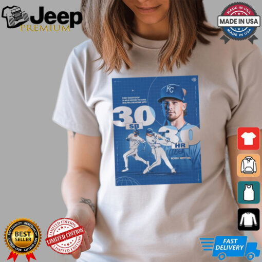 Kansas City Royals Bobby Witt Jr. First Shortstop In MLB History o Have Multiple Season With 30 SB 30 HR Poster t shirt