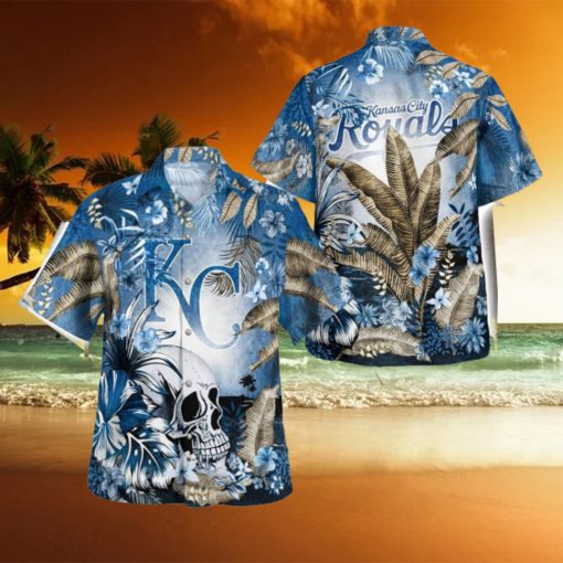 Kansas City Royals Tropical Floral Skull 3D Hawaiian Shirt Beach Shirt Halloween Gift