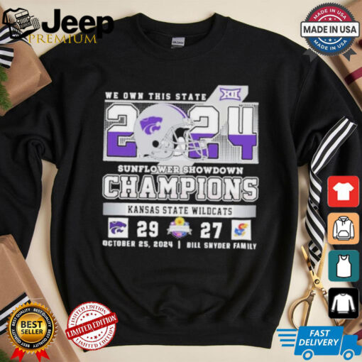 Kansas State Wildcats 2024 Sunflower Showdown Champions Victory Kansas Jayhawks 29 27 Final Score Shirt